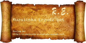 Ruzsicska Erzsébet névjegykártya